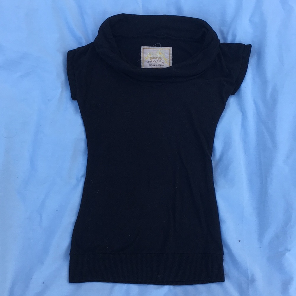 black cowl neck tunic sweater